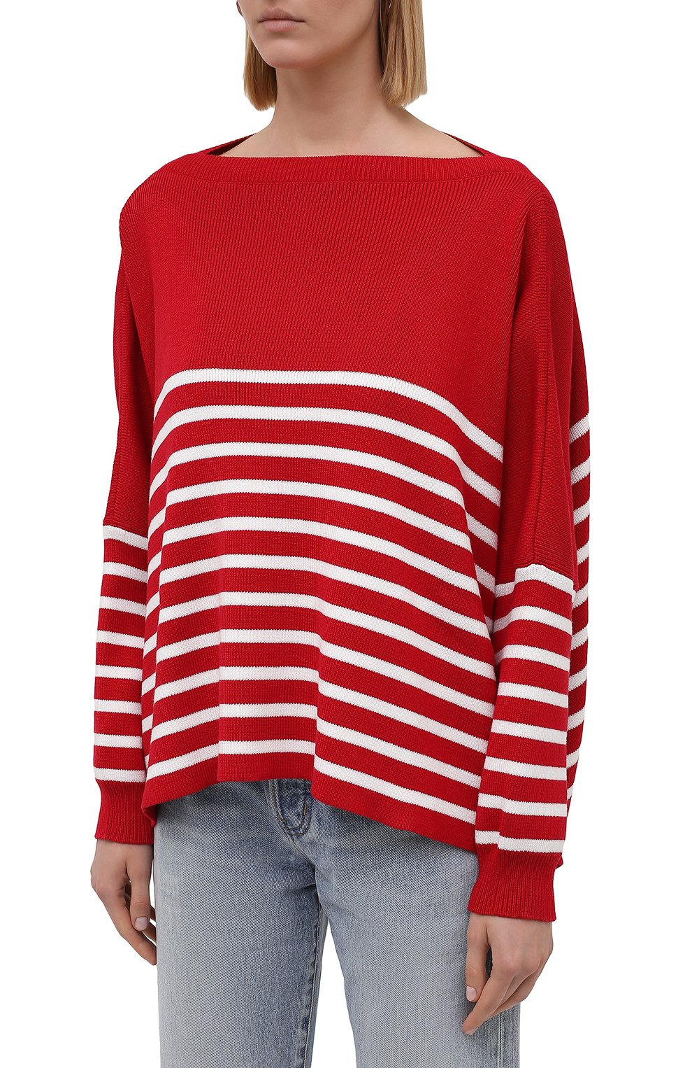 Женский хлопковый пуловер VALENTINO красного цвета, арт. WB3KC24F6H0 | Фото 3 (Рукава: Длинные; Длина (для топов): Стандартные; Материал сплава: Проставлено; Материал внешний: Хлопок; Женское Кросс-КТ: Пуловер-одежда; Драгоценные камни: Проставлено; Стили: Кэжуэл)