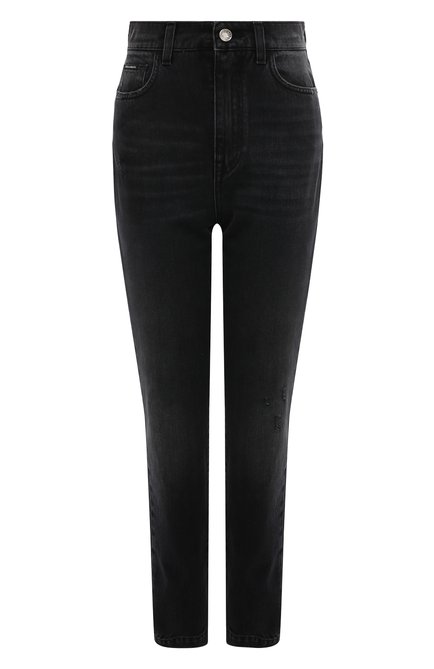 Женские джинсы DOLCE & GABBANA темно-серого цвета, арт. FTCAHD/G8KA4 | Фото 1 (Драгоценные камни: Проставлено; Материал внешний: Хлопок; Длина (брюки, джинсы): Стандартные; Материал сплава: Проставлено)
