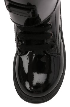 Детские кожаные ботинки DOLCE & GABBANA черного цвета, арт. D11014/A0554/24-28 | Фото 4 (Материал утеплителя: Натуральный мех; Длина стельки: 14,7, 15,4, 16,1, 16,7, 17,4)