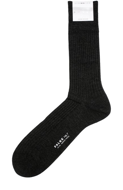 Мужские шерстяные носки FALKE темно-серого цвета, арт. 14449 | Фото 1 (Материал внешний: Шерсть; Статус проверки: Проверено, Проверена категория; Кросс-КТ: бельё)