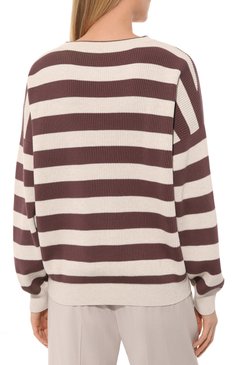 Женский хлопковый пуловер BRUNELLO CUCINELLI бордового цвета, арт. M1900B1035 | Фото 4 (Рукава: Длинные; Длина (для топов): Стандартные; Материал внешний: Хлопок; Женское Кросс-КТ: Пуловер-одежда; Размерность: Маломерит; Стили: Кэжуэл)