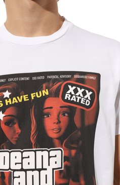 Мужская хлопковая футболка DSQUARED2 белого цвета, арт. S71GD1337/S23009 | Фото 5 (Рукава: Короткие; Длина (для топов): Стандартные; Стили: Гранж; Принт: С принтом; Материал сплава: Проставлено; Материал внешний: Хлопок; Драгоценные камни: Проставлено)