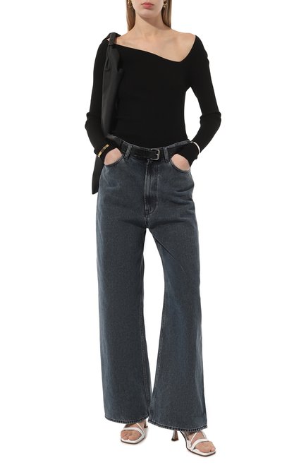Женские джинсы 3X1 темно-синего цвета, арт. 31-W14D42-DR0138 | Фото 2 (Длина (брюки, джинсы): Стандартные; Драгоценные камни: Проставлено; Материал сплава: Проставлено; Материал внешний: Хлопок)