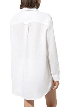 Женская льняная рубашка DEREK ROSE белого цвета, арт. 1516-SICI001 | Фото 4 (Материал сплава: Проставлено; Нос: Не проставлено; Женское Кросс-КТ: Домашние топы, Блуза-белье; Материал вне шний: Лен)