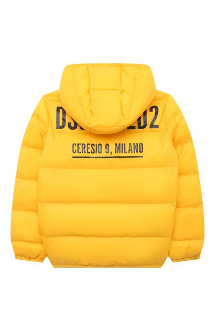 Детский куртка DSQUARED2 желтого цвета, арт. DQ0723-D009D | Фото 2 (Рукава: Длинные; Материал подклада: Синтетический материал; Материал внешний: Синтетический материал)