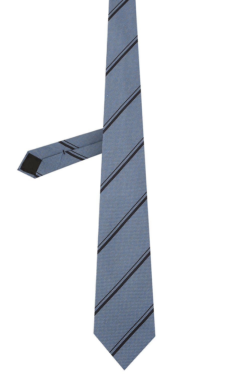 Мужской шелк овый галстук BRIONI тёмно-голубого цвета, арт. 062H00/01411 | Фото 2 (Принт: С принтом; Материал: Текстиль, Шелк; Материал сплава: Проставлено; Нос: Не проставлено)
