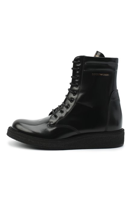 Детские кожаные ботинки EMPORIO ARMANI черного цвета, арт. XYN005/X0I40/35-40 | Фото 2 (Материал внутренний: Натуральная кожа; Материал внешний: Кожа; Длина стельки: 26,3, 24, 27)