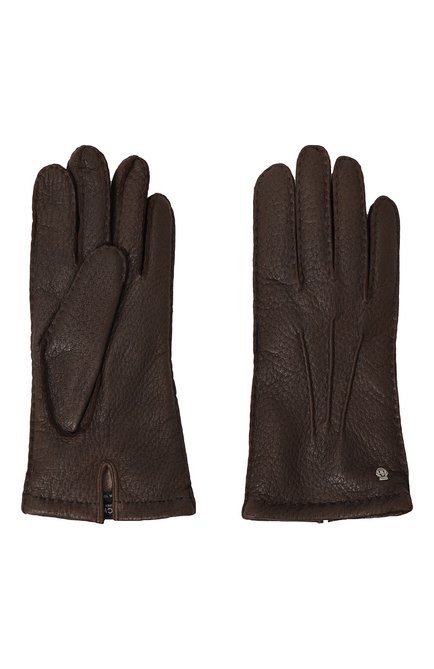 Мужские кожаные перчатки ROECKL темно-коричневого цвета, арт. 11013-608 | Фото 2 (Нос: Не проставлено; Материал: Натуральная кожа; Материал сплава: Проставлено)