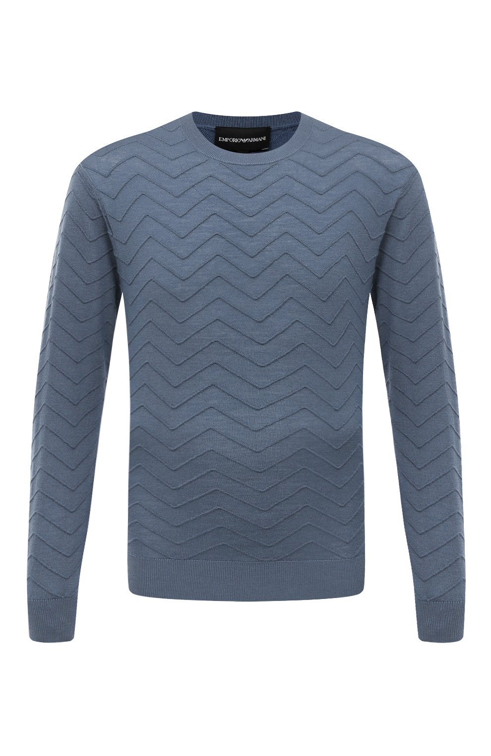 Мужской шерстяной джемпер EMPORIO ARMANI синего цвета, арт. 6R1MX9/1MCWZ | Фото 1 (Мужское Кросс-КТ: Джемперы; Материал внешний: Шерсть; Рукава: Длинные; Принт: Без принта, С принтом; Длина (для топов): Стандартные; Материал сплава: Проставлено; Драгоценные камни: Проставлено; Вырез: Круглый; Стили: Кэжуэл)