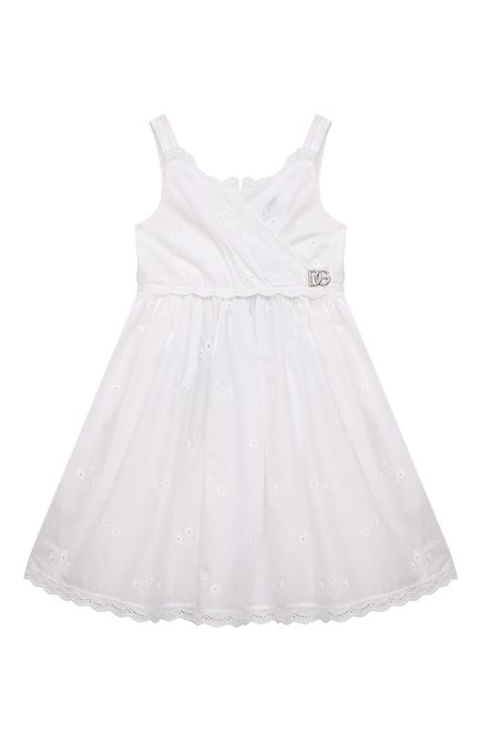 Детское хлопковое платье DOLCE & GABBANA белого цвета по цене 108500 руб., арт. L53DB4/HLM6Q/2-6 | Фото 1