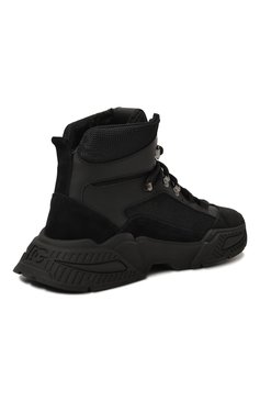 Детские кожаные ботинки DOLCE & GABBANA черного цвета, арт. DA5162/A9H56/29-36 | Фото 3 (Кросс-КТ: хайкеры; Материал сплава: Проставлено; Нос: Не проставлено; Материал внутренний: Текстиль)