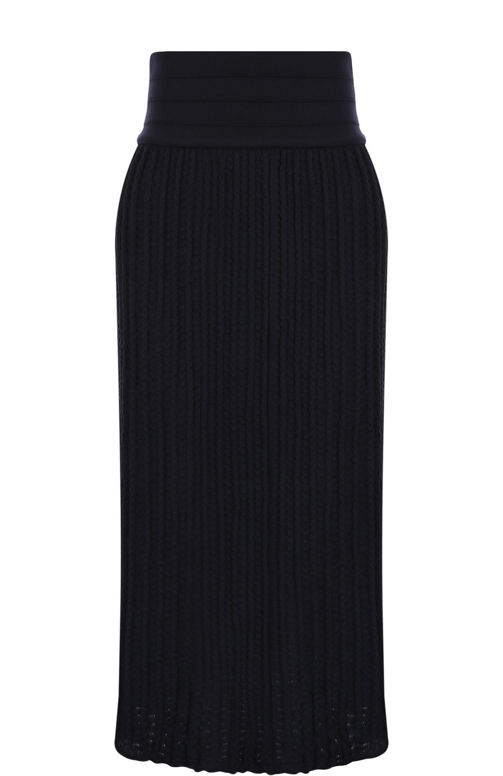 Шерстяная юбка-миди фактурной вязки с широким поясом Molli