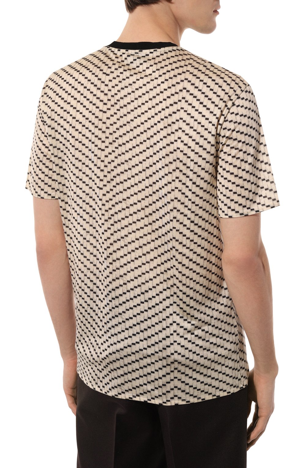 Мужская шелковая футболка GIORGIO ARMANI бежевого цвета, арт. 3RST51/SJGMZ | Фото 4 (Материал внешний: Шелк; Принт: С принтом; Стили: Кэжуэл)