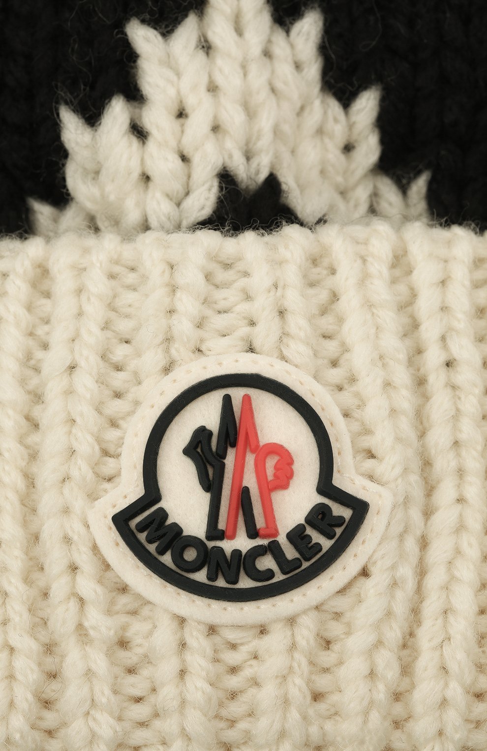 Женская шерстяная шапка MONCLER черно-белого цвета, арт. G2-093-3B000-46-M1279 |  Фото 4 (Материал: Текстиль, Шерсть)