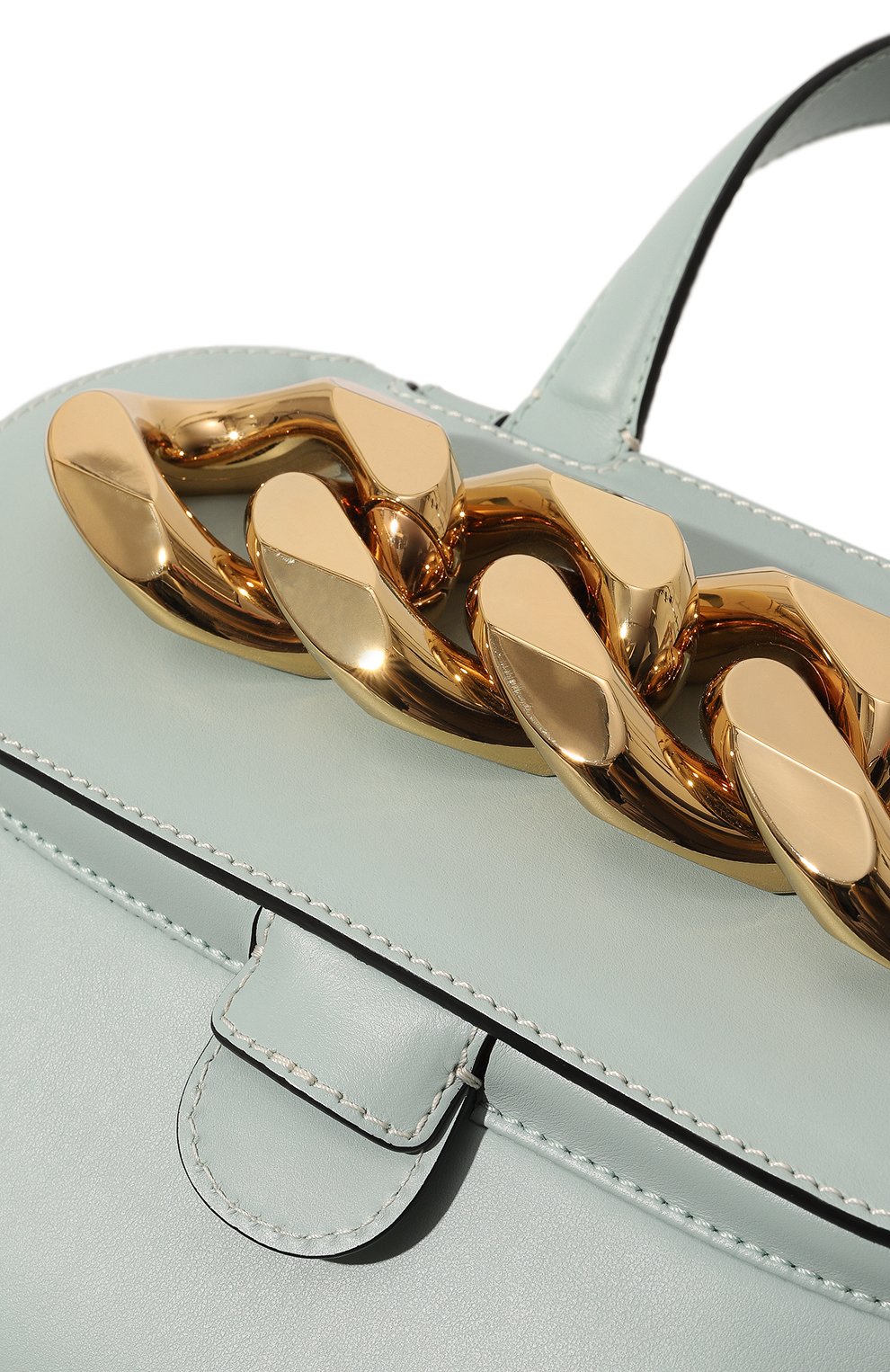 Женская сумка chain lid JW ANDERSON голубого цвета, арт. HB0317LA0020 825 | Фото 2 (Сумки-технические: Сумки top-handle; Материал: Натуральная кожа; Ремень/цепочка: На ремешке; Размер: small)