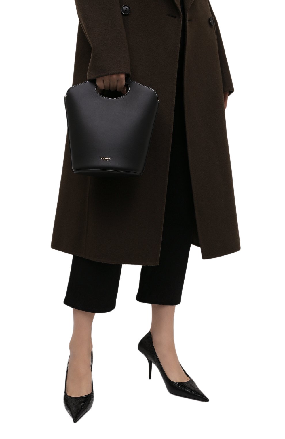 Женская сумка pocket small BURBERRY черного цвета, арт. 8046240 | Фото 2 (Сумки-технические: Сумки через плечо, Сумки top-handle; Материал: Натуральная кожа; Ремень/цепочка: На ремешке; Размер: small)