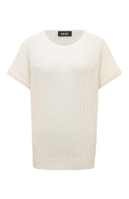 Женский пуловер изо льна и хлопка MUST белого цвета по цене 69950 руб., арт. WS56-1700-01PLG0 | Фото 1