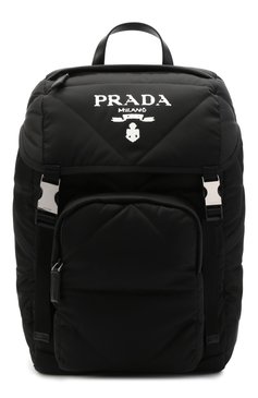 Мужской текстильный рюкзак PRADA черного цвета, арт. 2VZ135-2DXR-F0002-HCI | Фото 1 (Материал: Натуральная кожа, Текстиль; Ремень/цепочка: На ремешке; Стили: Кэжуэл; Размер: large)