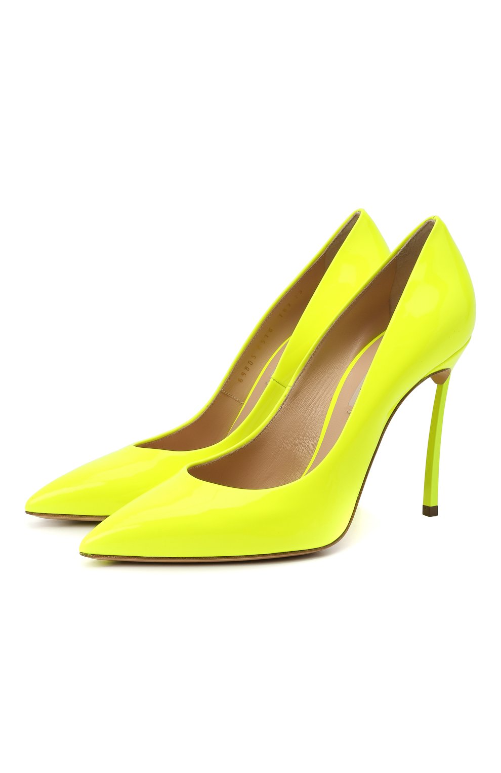 Женские кожаные туфли blade 100 CASADEI желтого цвета, арт. 1F161D100TFLU001303 | Фото 1 (Каблук высота: Высокий; Материал внутренний: Натуральная кожа; Каблук тип: Шпилька; Подошва: Плоская)