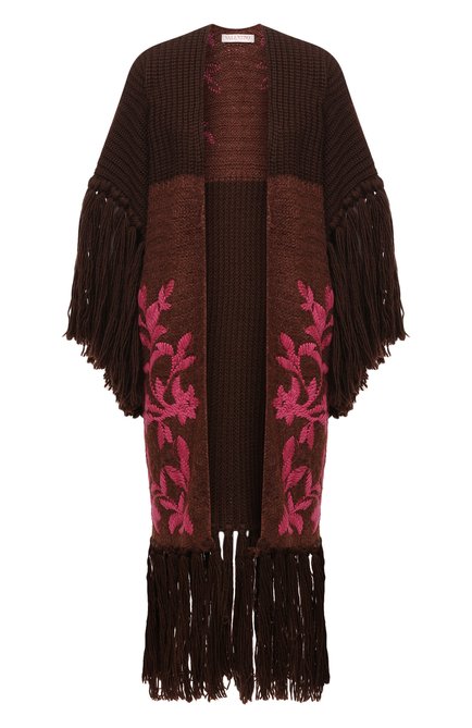 Женская накидка из шерсти и шелка VALENTINO коричневого цвета по цене 472500 руб., арт. XB3KS01M6YL | Фото 1