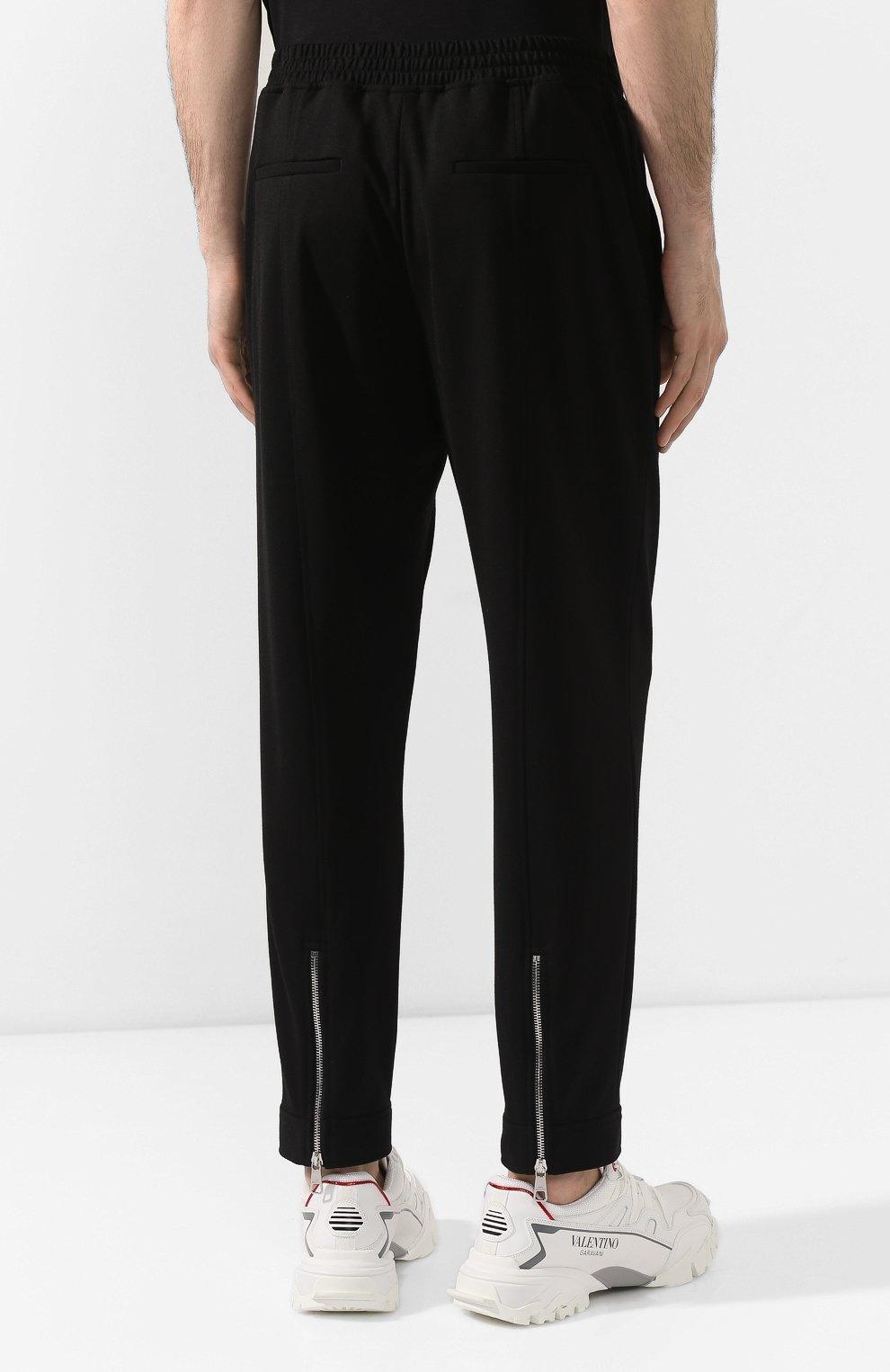 Мужские брюки NEIL BARRETT черного цвета, арт. PBPA799/P009 | Фото 4 (Длина (брюки, джинсы): Стандартные; Случай: Повседневный; Материал внешний: Вискоза)
