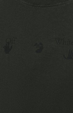 Мужская хлопковая футболка OFF-WHITE хаки цвета, арт. 0MAA027S21JER012 | Фото 5 (Рукава: Короткие; Длина (для топов): Стандартные; Стили: Гранж; Принт: С принтом; Материал внешний: Хлопок)