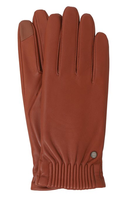 Женские кожаные перчатки ROECKL светло-коричневого цвета, арт. 13012-440 | Фото 1 (Материал: Натуральная кожа; Нос: Не проставлено; Материал сплава: Проставлено)