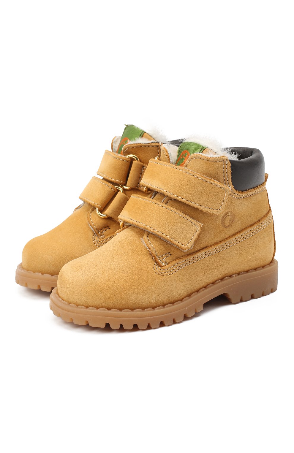 Детские кожаные ботинки WALKEY бежевого цвета, арт. Y1B4-40015-0415/19-24 | Фото 1 (Материал утеплителя: Натуральный мех; Региональные ограничения белый список (Axapta Mercury): RU)
