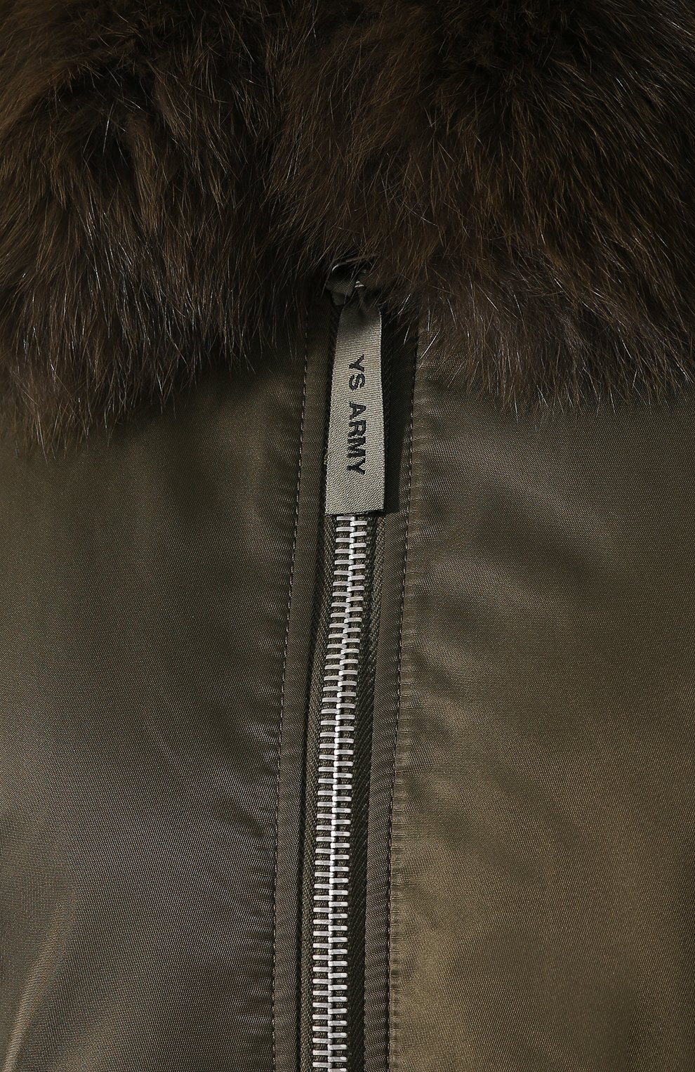 Женская куртка с меховым воротником YS ARMY PARIS хаки цвета, арт. 9EFV06181NB6X | Фото 5 (Кросс-КТ: Куртка; Женское Кросс-КТ: Мех, Пуховик-куртка; Рукава: Длинные; Материал внутренний: Не назначено; Материал утеплителя: Натуральный мех; Материал внешний: Синтетический материал; Материал сплава: Проставлено; Драгоценные камни: Проставлено; Длина (верхняя одежда): Короткие; Статус проверки: Проверена категория)
