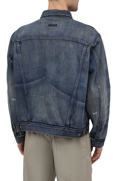 Мужская джинсовая куртка FEAR OF GOD синего цвета, арт. FG30-022HWD | Фото 4 (Кросс-КТ: Куртка, Деним; Рукава: Длинные; Стили: Гранж; Материал внешний: Хлопок; Длина (верхняя одежда): Короткие)