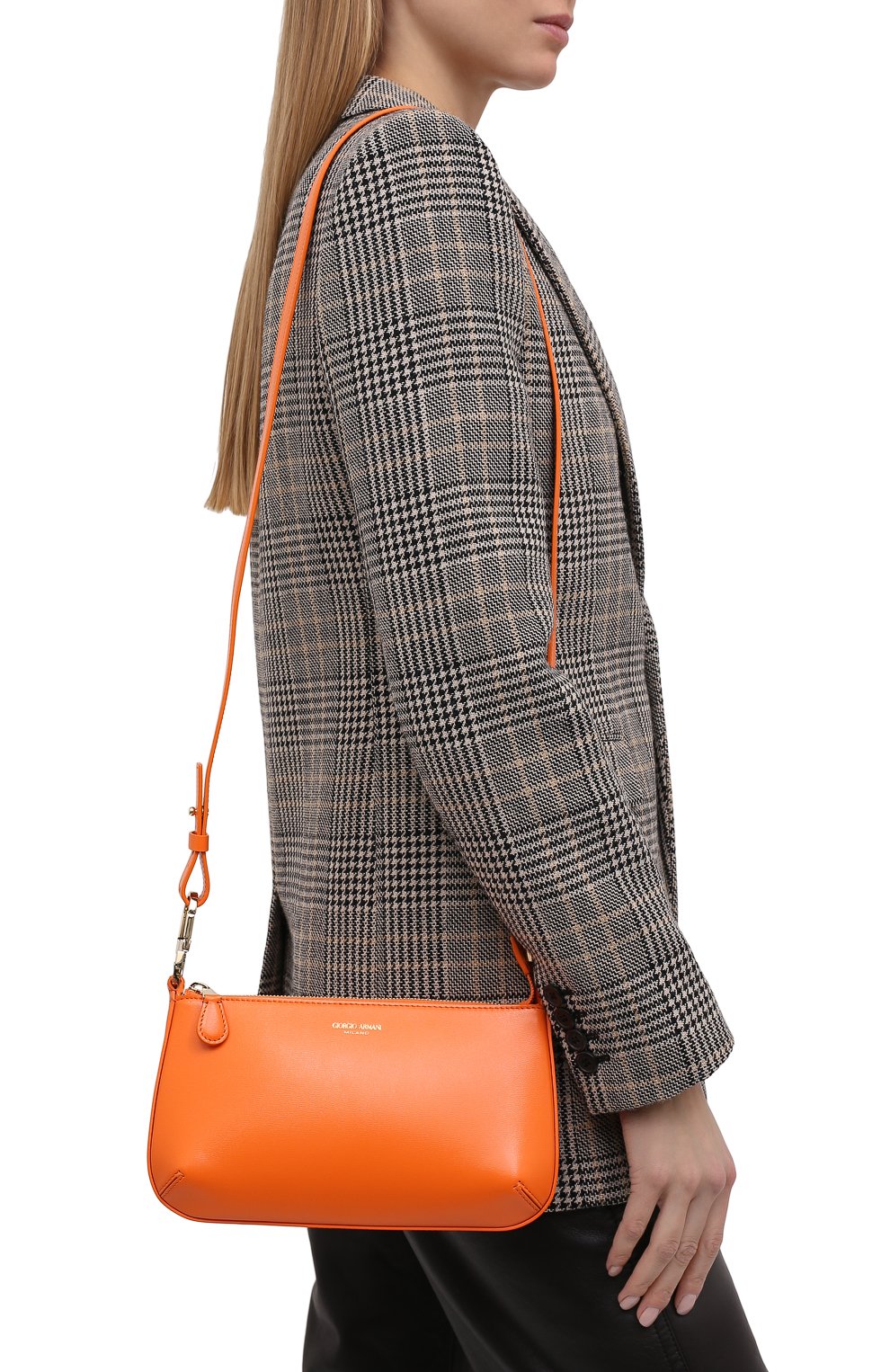 Женская сумка la prima GIORGIO ARMANI оранжевого цвета, арт. Y1H450/YTF4A | Фото 6 (Сумки-технические: Сумки top-handle; Материал: Натуральная кожа; Ремень/цепочка: На ремешке; Размер: small)