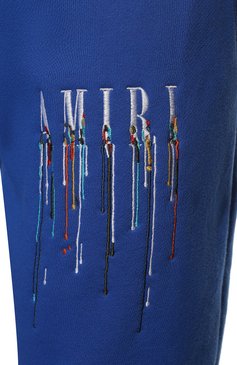 Мужские хлопковые джоггеры AMIRI синего цвета, арт. PS22MJL035-466 | Фото 5 (Длина (брюки, джинсы): Стандартные; Материал внешний: Хлопок; Стили: Спорт-шик; Силуэт М (брюки): Джоггеры)