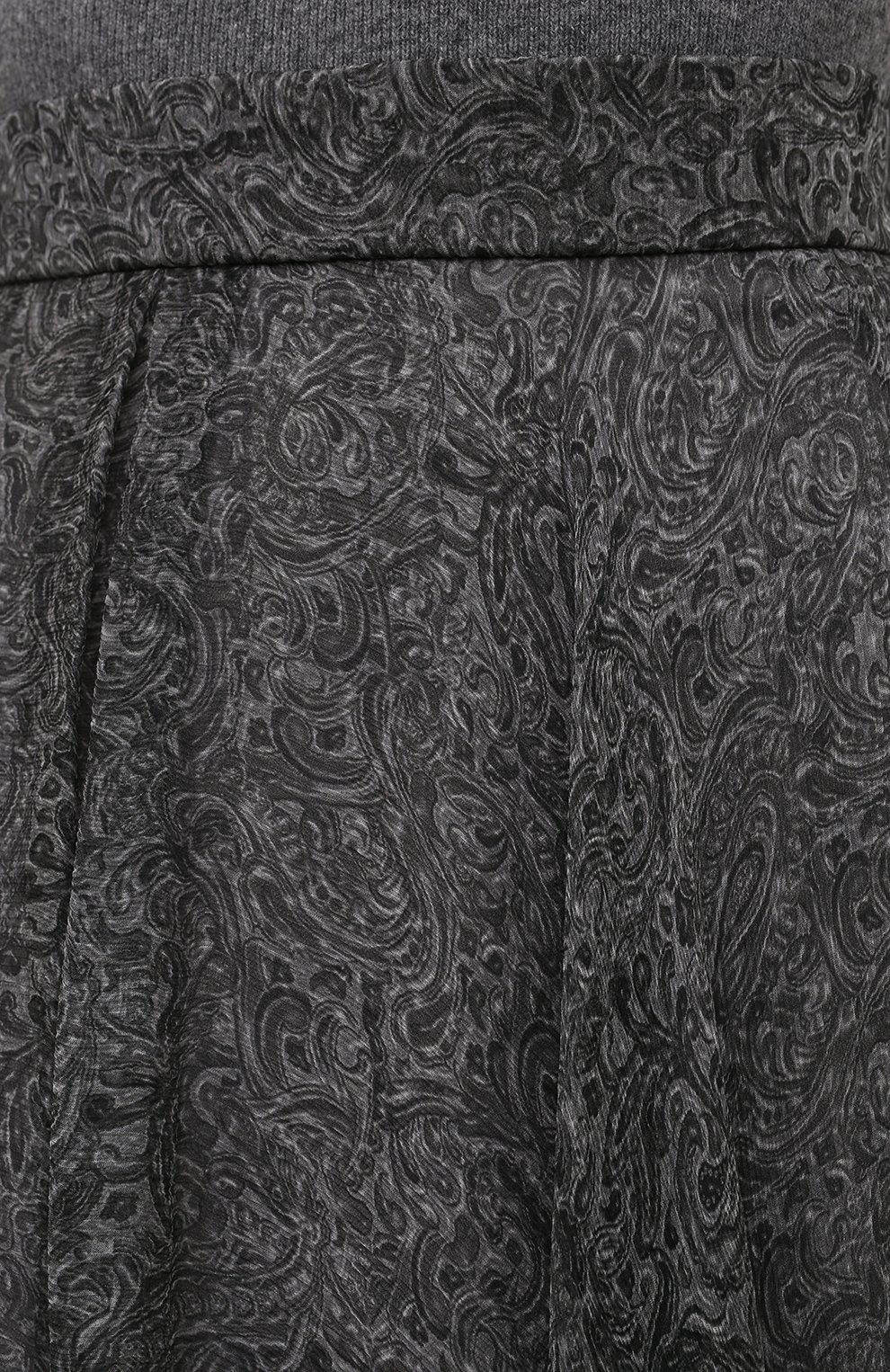 Женская шелковая юбка BRUNELLO CUCINELLI серого цвета, арт. MPB33G3135 | Фото 5 (Материал внешний: Шелк; Женское Кросс-КТ: Юбка-одежда; Длина Ж (юбки, платья, шорты): Миди; Материал подклада: Синтетический материал; Стили: Кэжуэл)