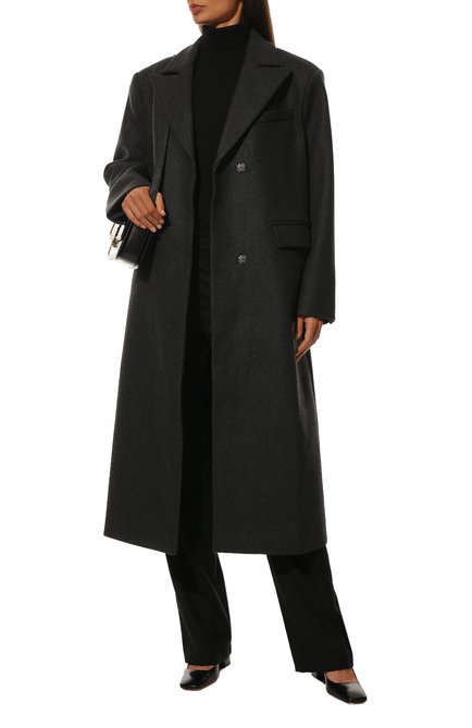 Женское шерстяное пальто AGREEG темно-серого цвета, арт. 10077161 | Фото 2 (Материал внешний: Шерсть; Рукава: Длинные; Длина (верхняя одежда): Длинные; Стили: Классический; 1-2-бортные: Однобортные)