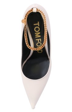 Женские кожаные туфли TOM FORD молочного цвета, арт. W2560T-LKD002 | Фото 5 (Каблук высота: Высокий; Материал внутренний: Натуральная кожа; Каблук тип: Шпилька; Подошва: Плоская)
