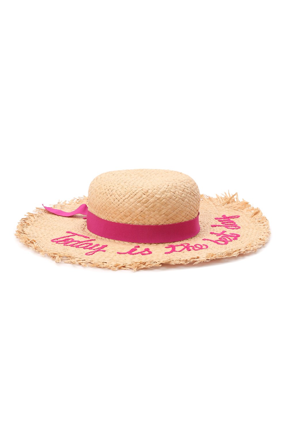 Детская соломенная шляпа IL TRENINO розового цвета, арт. 22 8026/1G | Фото 1 (Материал сплава: Проставлено; Нос: Не проставлено; Материал: Растительное волокно)