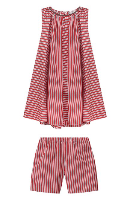 Детское комплект из топа и шорт BRUNELLO CUCINELLI красного цвета по цене 83650 руб., арт. BH182A251A | Фото 1