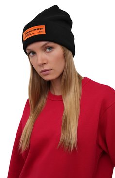 Женская шапка HERON PRESTON черного цвета, арт. HWLC002F21KNI0011000 | Фото 2 (Материал: Текстиль, Синтетический материал)