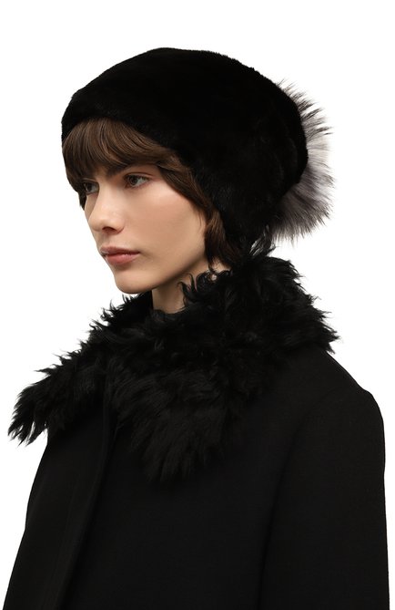 Женская шапка из меха норки FURLAND черного цвета, арт. 0091900110080400275 | Фото 2 (Материал: Натуральный мех)