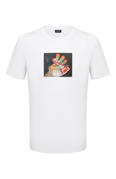 Мужская хлопковая футболка DIESEL белого цвета, арт. A01838/0HAYU | Фото 1 (Рукава: Короткие; Длина (для топов): Стандартные; Принт: С принтом; Материал внешний: Хлопок; Стили: Кэжуэл)
