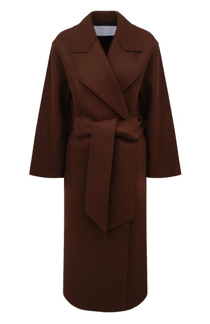 Женское шерстяное пальто HARRIS WHARF LONDON коричневого цвета, арт. A1425MLK | Фото 1 (Материал сплава: Проставлено; Драгоценные камни: Проставлено; Материал внешний: Шерсть; Рукава: Длинные; Длина (верхняя одежда): Длинные)