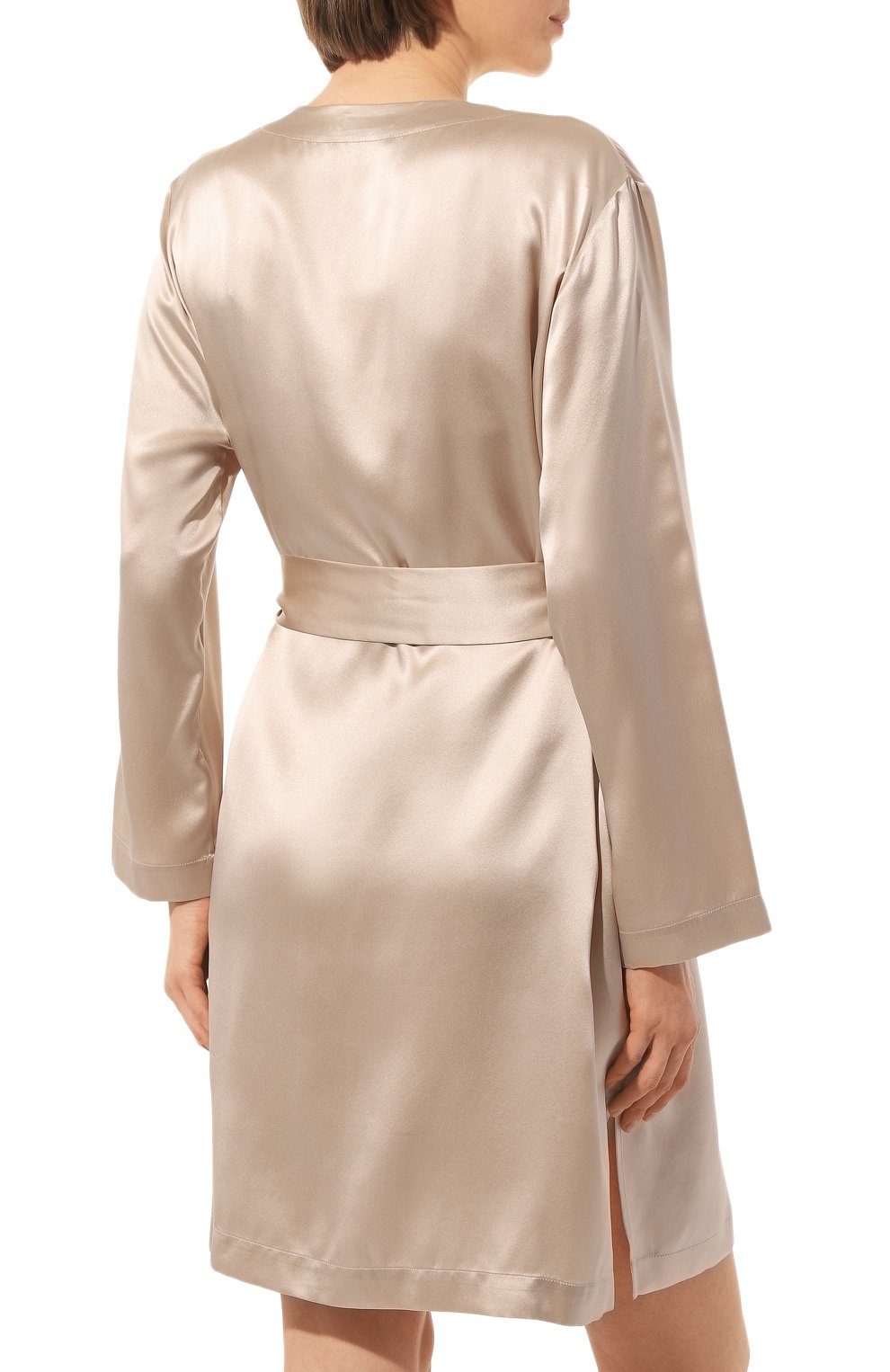 Женский шелковый халат LUNA DI SETA бежевого цвета, арт. VLST08009 | Фото 4 (Материал внешний: Шелк)