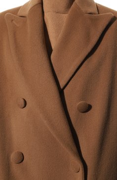 Женск ое пальто из шерсти и кашемира PALTO бежевого цвета, арт. ARIANNA VEL0 | Фото 5 (Материал внешний: Шерсть; Рукава: Длинные; Длина (верхняя одежда): До колена; Материал сплава: Проставлено; Материал подклада: Синтетический материал; Драгоценные камни: Проставлено; 1-2-бортные: Двубортные; Стили: Кэжуэл)