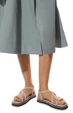 Женские кожаные сандалии BRUNELLO CUCINELLI бежевого цвета, арт. MZ0PG2224 | Фото 3 (Подошва: Платформа; Материал внутренний: Натуральная кожа)