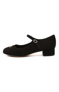 Детские замшевые туфли DOLCE & GABBANA черного цвета, арт. D10537/AC370/37-39 | Фото 2 (Материал внешний: Кожа; Материал внутренний: Натуральная кожа; Региональные ограничения белый список (Axapta Mercury): RU; Девочки-школьная форма: Классическая обувь; Длина стельки: 23,4, 24,1)