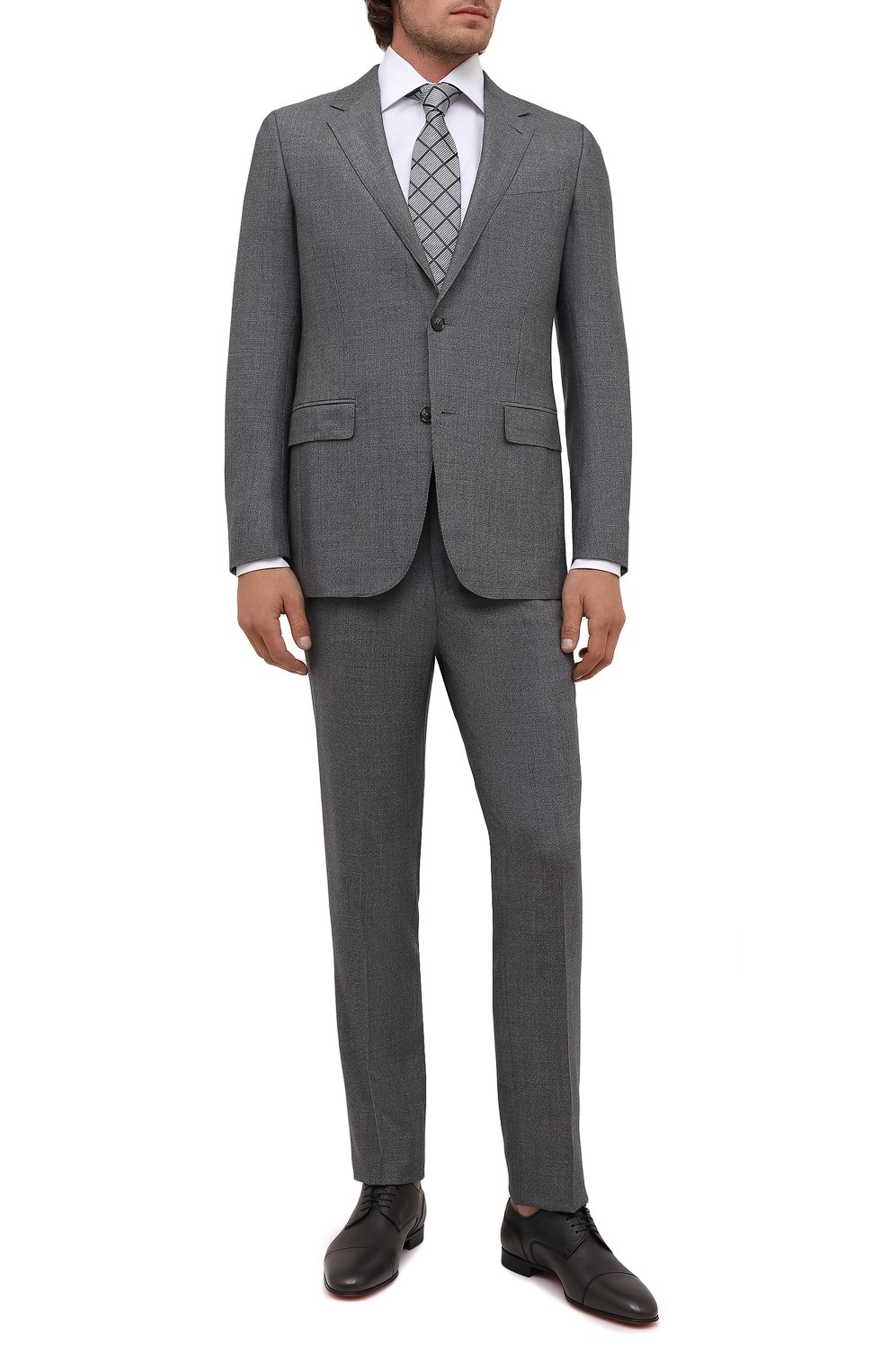 Мужские кожаные дерби surcity CHRISTIAN LOUBOUTIN темно-серого цвета, арт. 3210464/SURCITY FLAT | Фото 2 (Материал внешний: Кожа; Материал внутренний: Натуральная кожа; Стили: Классический)