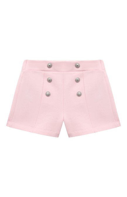 Детские хлопковые шорты BALMAIN светло-розового цве�та, арт. BU6029. | Фото 1 (Материал внешний: Хлопок; Нос: Не проставлено; Материал сплава: Проставлено)