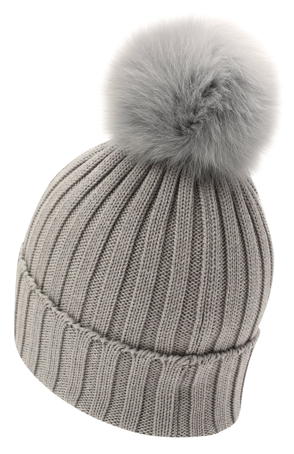 Женская шерстяная шапка MONCLER серого цвета, арт. G2-093-3B702-01-A9327 | Фото 3 (Материал: Текстиль, Шерсть)