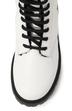 Детские кожаные ботинки MOSCHINO белого цвета, арт. 76057/36-41 | Фото 4 (Материал утеплителя: Натуральный мех; Материал сплава: Проставлено; Нос: Не проставлено)