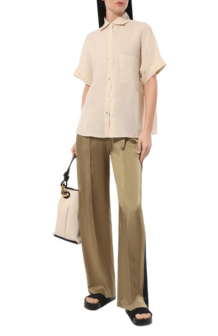 Женские брюки из вискозы ASPESI хаки цвета, арт. 0168/C328 | Фото 2 (Длина (брюки, джинсы): Стандартные; Материал сплава: Проставлено; Драгоценные камни: Проставлено; Материал внешний: Вискоза)